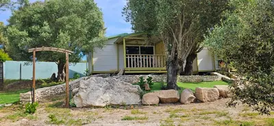a house with a tree and a rock at Grande Chambre tout confort 2 in Bonifacio