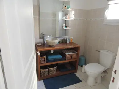 a bathroom with a sink and a toilet at Côte Est Pancheraccia Chambre Petit déjeuner in Pancheraccia