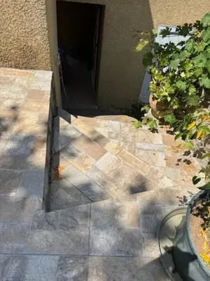 a door to a house with a tile floor at Maison de charme à Ajaccio avec terrasse et jardin in Ajaccio