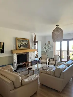 a living room with two couches and a fireplace at A CASA DI GEMMA in Appietto