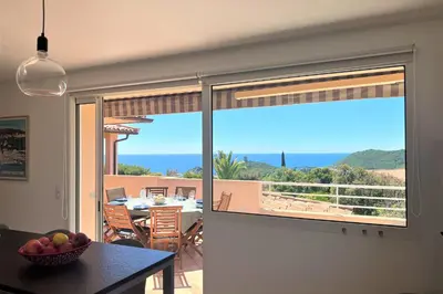 a room with a sliding glass door with a view of a patio at Villa Surella Di Fautea in Conca
