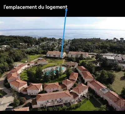 an aerial view of a house with a pool at Esperanza in Moriani Plage