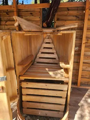 an inside view of a wooden sauna at Sunrise T2 avec jacuzzi vue mer in Porto-Vecchio