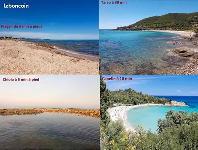 three different views of a beach in three different states at OVU Piscine chauffée Entre mer et montagne à 1 km de la mer in Solaro