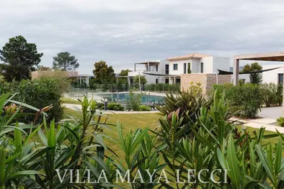 a villa with a pool and a house at Villa MAYA in Lecci