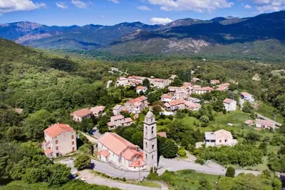 an aerial view of a village in the mountains at Grand studio classé 3 etoiles in Tavera