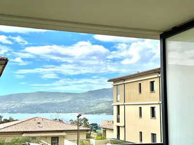 a view from a window of a building at BEL'ORIZONTE B , proche centre ville et plage in Propriano