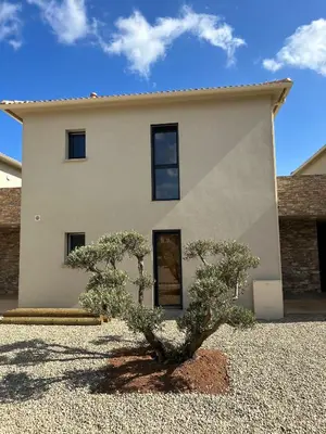 a house with a tree in front of it at Résidence Petra Paolina in Folelli