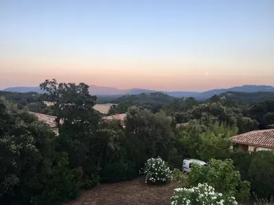 a view from the top of a house with trees at Villa Terra Vecchia, 6 ou 12 personnes, vue imprenable, piscine chauffée in Porto-Vecchio