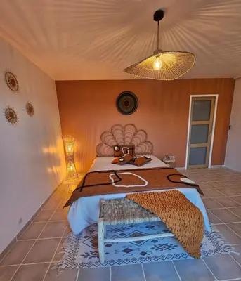 a bedroom with a bed in a room at Casa Punta Di Vista in Venaco