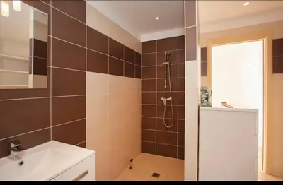 a bathroom with a shower and a sink at Chez telou in Borgo