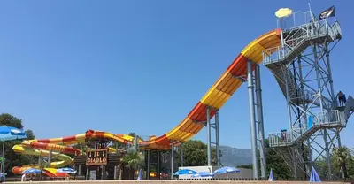 a roller coaster at a water park at Les bougainvilliers in Penta-di-Casinca