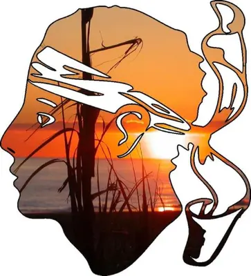 a drawing of a persons face with a pair of scissors at T2 d'exception 100m plage terrasse vue mer et montagnes in Propriano