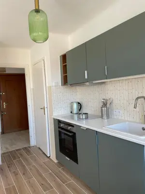a kitchen with a sink and a counter top at Spacieux 2 pièces Centre Historique Ajaccio in Ajaccio