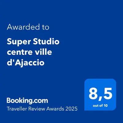 a screenshot of a cell phone with the text awarded to super studio centreville d at Super Studio centre ville d'Ajaccio in Ajaccio